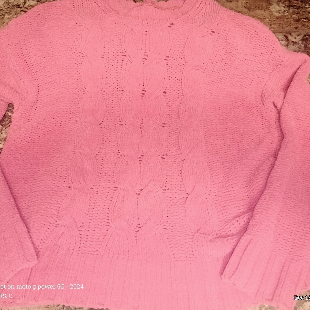 American Eagle Outfitters Pink Cable Knit Sweater Girls Size Small - Picture 2 of 4